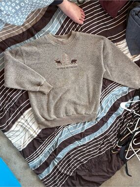 Men's Beige 'Upper Michigan' Crewneck Sweater made in USA vintage knit